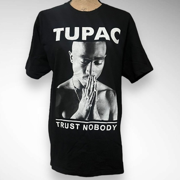 TUPAC 'Trust Nobody' Men's Black Short Sleeve T-Shirt Large | EUC - Picture 1 of 5